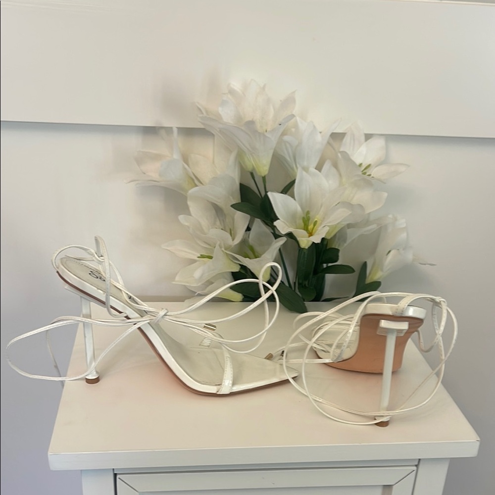 Elegant White Strappy Heels